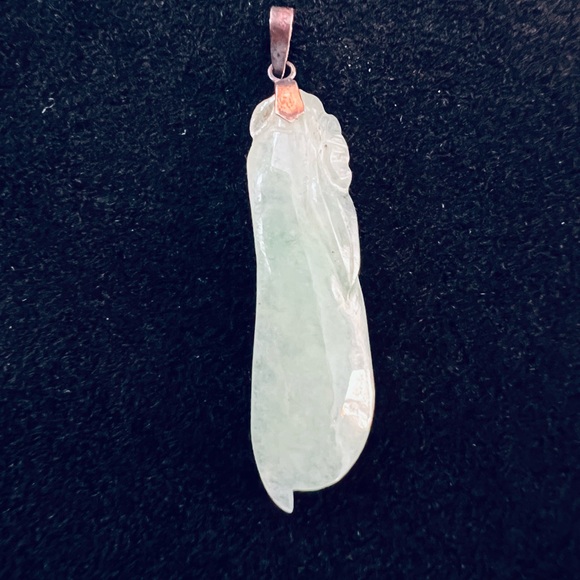 Vintage Carved Jade 14K Yellow Gold Pendant Marked 585 - Picture 1 of 9